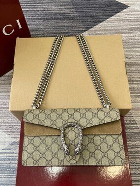Gucci Beige GG Supreme Dionysus Shoulder Bag